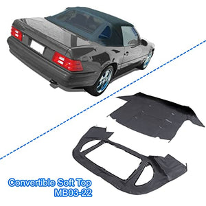 Convertible Soft Top MB03-22 Compatible with Mercedes R129 SL1990-2002 Hatchback Convertible Soft Top & Plastic Window Black Vinyl Replacement for MB-3394-BLK-TW MBZ 12148 MB0322 Black Canvas