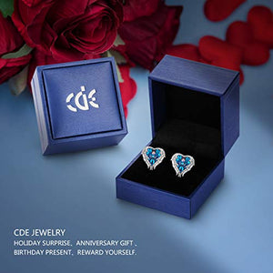CDE Angel Wing Earrings Women Silver Plated Studs Ear Ring Crystal Heart Ocean Mothers Day Jewelry Gift for Mom