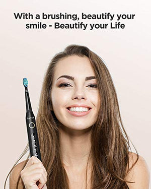 Electric Toothbrush Powerful Sonic Cleaning - ADA Accepted Rechargeable Toothbrush with Timer, 5 Optional Modes, 3 Brush Heads, 4 Hr Charge Last 30 Days Whitening Sonic Toothbrush for Adults and Kids