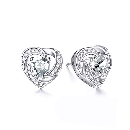 925 Sterling Silver Halo Heart Stud Earrings with Clear Swarovski Crystals, April Birthstone Jewelry, Anniversary Valentine's Birthday Jewelry Gifts for Women