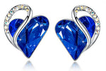 Leafael Infinity Love Silvertone with Lapis Lazuli Cobalt Blue Crystal Wisdom Healing Stone Women's Gifts Heart Earrings