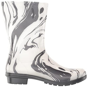 UGG Women's Sienna Marble Rain Boot, Black/White, 8