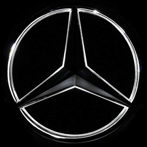 LED Emblem for Mercedes Benz 2011-2018, Front Car Grille Badge, Illuminated Logo Hood Star DRL, White Light - Drive Brighter (W205 C-Class, W212 E-Class, C117 CLA-Class, etc)