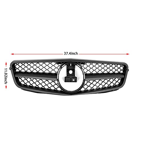 DIBON AUTO W204 Grill Front Grille Compatible with 2008-2014 Mercedes Benz W204 C Class C250 C300 C350 (AMG Style-Gloss Black)