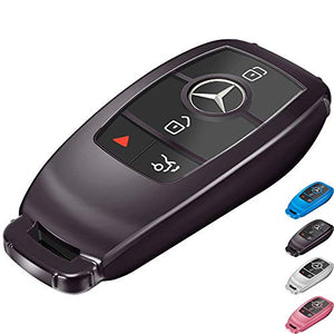 Lcyam Key Fob Cover Smooth Remote Case Fits for Mercedes-Benz A220 E63S AMG E-Class GLE 350 4MATIC E300 E400 E43 W213 Smart Key 2019 2020 2021, Black