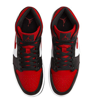 Nike Men's Air Jordan 1 Mid Sneaker, White/Black-red, 12