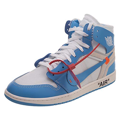 Nike Mens Air Jordan 1 X Off White NRG UNC White/Dark Powder Blue Leather Size 5.5