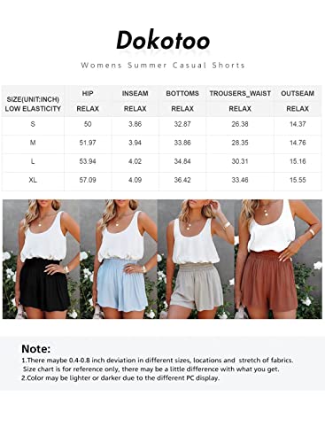 Dokotoo Womens Ladies Athletic Summer Casual Smocked Ruffle Elastic High Waisted Soft Comfy Fashion Beach Shorts for Women Black Small