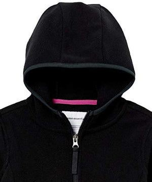 Amazon Essentials Girls' Polar Fleece Full-Zip Hooded Lightweight Jacket, Black, Medium