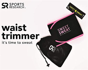 Sports Research Sweet Sweat Premium Waist Trimmer (Pink Logo) for Men & Women ~ Includes Free Sample of Sweet Sweat Gel! (SM: 8" Width x 35" Length)