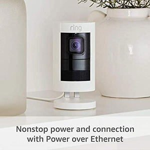 Ring Stick Up Cam Elite, Power over Ethernet HD Security Camera with Two-Way Talk, Night Vision, White, Works with Alexa