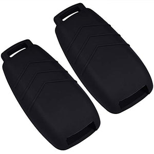 Lcyam Silicone Remote Key Fob Covers Smooth Soft Rubber Case Fits for Mercedes-Benz A220 E63S AMG E-Class GLE 350 4MATIC 2019 2020 2021 (Black Black)