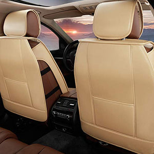 for Mercedes-Benz Universal 5-Seats Car Seat Covers PU Leather Waterproof Seats Cushion All Season Fit Most Car, Truck, SUV, or Van Front Seat+Rear Seat 5Pcs Standard Edition Beige