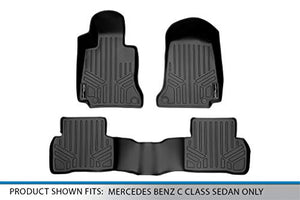 SMARTLINER Custom Fit Floor Mats 2 Row Liner Set Black for 2015-2021 Mercedes Benz C Class Sedan Only