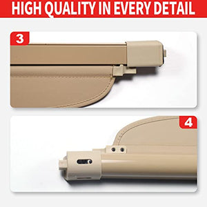 Marretoo for Mercedes Benz ML350 Cargo Cover ML Series Accessories 2006-2011 Beige Retractable Trunk Cover