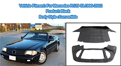 Convertible Soft Top MB03-22 Compatible with Mercedes R129 SL1990-2002 Hatchback Convertible Soft Top & Plastic Window Black Vinyl Replacement for MB-3394-BLK-TW MBZ 12148 MB0322 Black Canvas