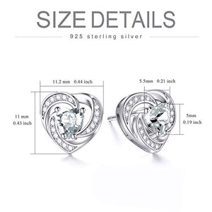 925 Sterling Silver Halo Heart Stud Earrings with Clear Swarovski Crystals, April Birthstone Jewelry, Anniversary Valentine's Birthday Jewelry Gifts for Women