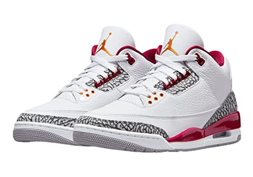 Nike Mens Air Jordan 3 Retro Sneaker, Adult, White/Lt Curry-Cardinal Red, 9.5 M US