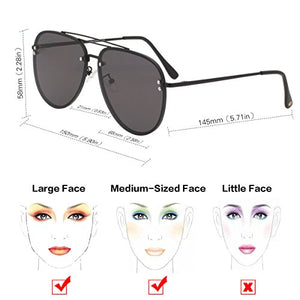 VIVIENFANG Oversized Rimless Aviator Sunglasses Metal Frame with Spring Hinges, Designer Inspired Shade for Women/Men 87247A Black