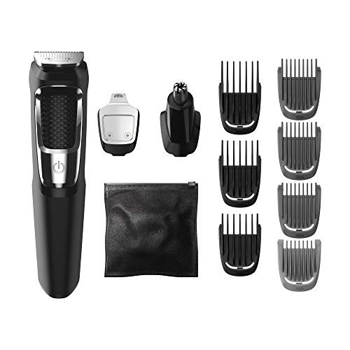 Philips Norelco Multigroom All-in-One Trimmer Series 3000 with 13 pieces - No Blade Oil Needed, MG3750/50