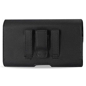 Reiko Large Size for Samsung Galaxy S6 / S8 / S9 (Fits With Silicone Case / Hybrid Case) Black Leather Wallet Pouch and Zoomazig Stylus