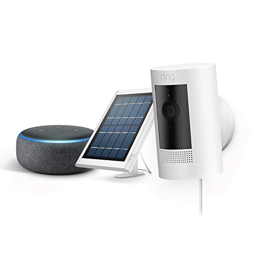 All-new Ring Stick Up Cam Solar 2-Pack with Echo Dot (Charcoal)