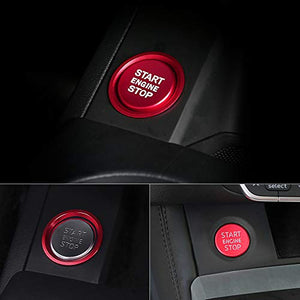 LECART for Audi Accessories A4 A5 A6 A7 A8 Red Car Engine Start Button Cover Stickers Auto Interior Decoration Metal Decor Trim 2Pcs