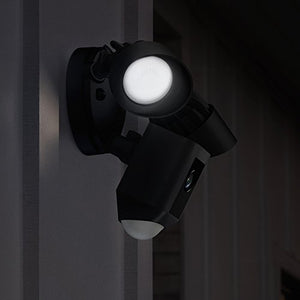 Certified Refurbished Ring Floodlight Camera Motion-Activated HD Security Cam Two-Way Talk and Siren Alarm, Black, Works with Alexa