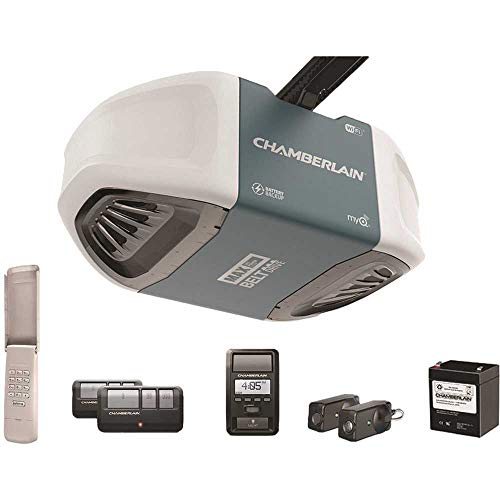 Chamberlain Group Chamberlain B970 Smartphone-Controlled Ultra-Quiet and Strong Belt Drive Garage Door Opener with Battery Backup and MAX Lifting Power, Blue