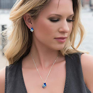 Leafael Mother's Day Gifts Wish Stone Silvertone Crystal Pendant Necklace Sapphire Blue September Birthstone, 18"+ 2" Extender