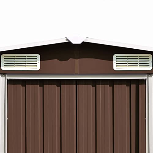 FAMIROSA Garden Storage Shed with Vents Galvanized Steel Double Sliding Doors Outdoor Wood Storage Shed Patio Lawn Care Equipment Pool Supplies Organizer 101.2"x389.8"x71.3"