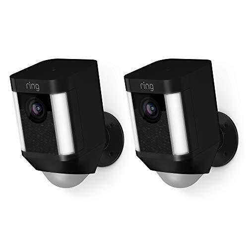 Ring Spotlight Cam Battery HD Security Camera with Built Two-Way Talk and a Siren Alarm, Black, Works with Alexa - 2-Pack