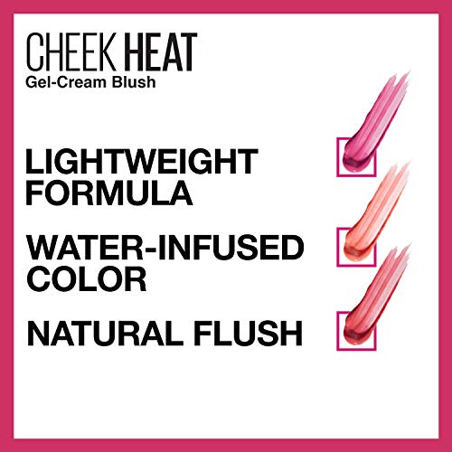 Maybelline Cheek Heat Gel-Cream Blush Makeup, Lightweight, Breathable Feel, Sheer Flush Of Color, Natural-Looking, Dewy Finish, Oil-Free, Pink Scorch, 0.27 Fl Oz