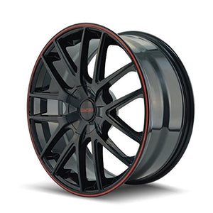 Touren TR60 3260 Wheel with Black Finish with red ring (16x7”/5x112mm)