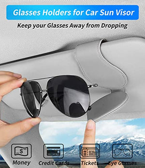 Custom-Fit for Audi Sunglasses Holder, for Visor Storage Glasses, 2022 Update Magnetic Leather Glasses Frame, for Audi Accessories (for Audi, Gray)
