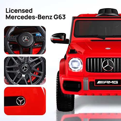 ANPABO Licensed Mercedes-Benz G63 Car for Kids, 12V Ride on Car, Electric Car with Adjustable Door Height, Spring Suspension System, Horn, LED, Music/ USB, Gift for Kids-Red