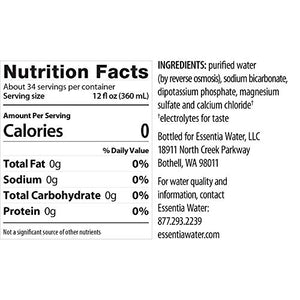 Essentia Water, Ionized Alkaline Bottled Water; Electrolytes for Taste, Better Rehydration, pH 9.5 or Higher, 33.8 Fl Oz, Pack of 12