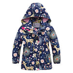 Girls Rain Jacket Kids Hooded Raincoat Windbreaker with Fleece Lining (2901, 8)