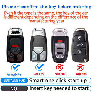 Tukellen for Audi Key Fob Cover Genuine Leather With Keychain,Leather Key Case Protector Compatible Audi A4 Q7 Q5 TT A3 A6 SQ5 R8 S5 smart key-Black