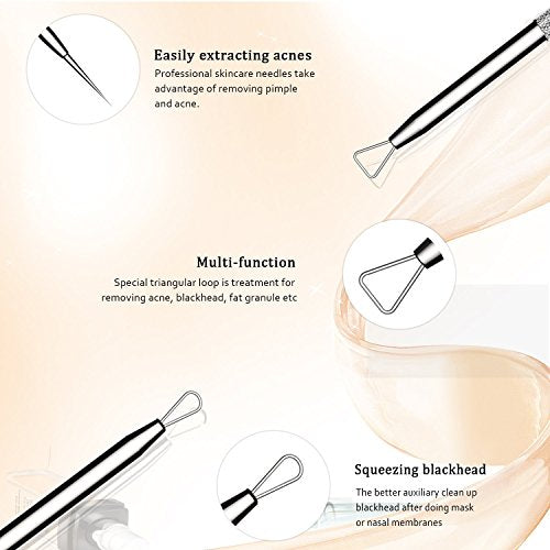 BESTOPE Blackhead Remover Pimple Comedone Extractor Tool Best Acne Removal Kit - Treatment for Blemish, Whitehead Popping, Zit Removing for Risk Free Nose Face Skin with Metal Case