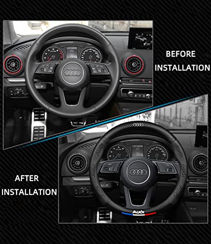Custom-Fit Steering Wheel Cover for Audi. Car Steering Wheel Covers Auto Interior Accessories, Anti Slip & Odor Free, Designed Accessories for AudiCar Designed Accessories for Car (Black, for Audi)