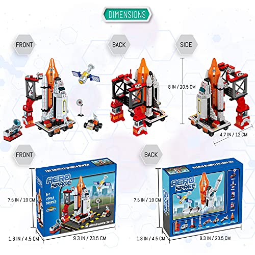 Space Exploration Shuttle Toys for 6 7 8 9 10 11 12 Year Old Boys 12-in-1 STEM Aerospace Building Kit Toy with Heavy Transport Rocket and Launcher Best Gifts for 6-12 Year Old Boys (566 Pieces)