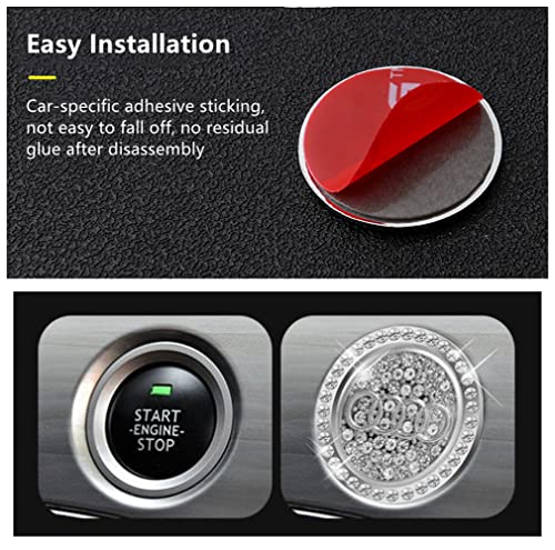 Engine Push Start Stop Button Cover for Audi, Car Ignition Button Decoration Ring Sticker, Bling Crystal Rhinestone Car Accessories Car Interior Decoration