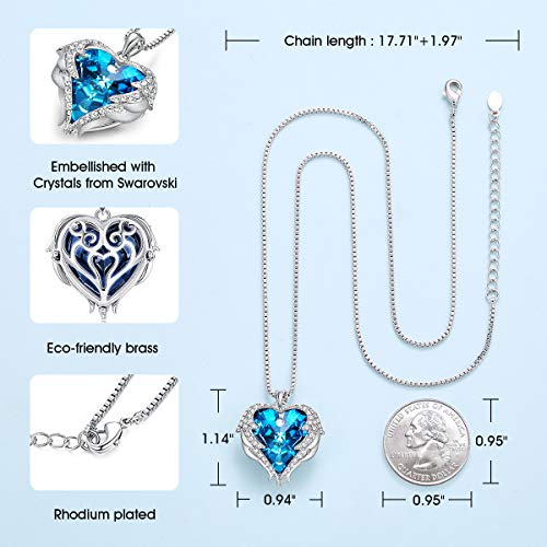 CDE Angel Wing Necklaces for Women Embellished with Crystals from Swarovski Pendant Necklace Heart Of Ocean Mothers Day Jewelry Gift for Wife
