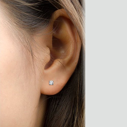 Diamond Jewel 14K Gold Round Diamond Stud Earrings (White-Gold, 0.5)