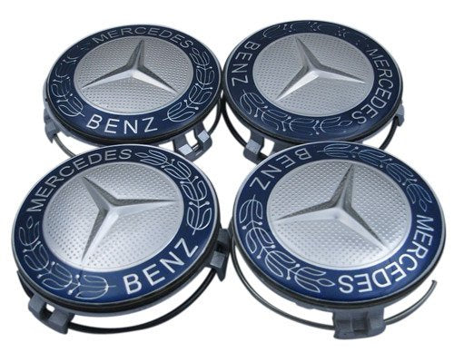 Mercedes-Benz four Blue Classic Logo Wheel Center Cap Set