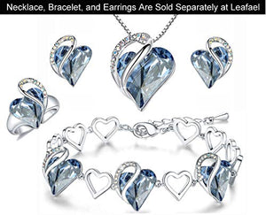 Leafael"Infinity Love" Women's Adjustable Crystal Heart Ring Light Sapphire Blue March December Birthstone Jewelry Gifts for Women, Silver-tone, Open End, Size 6.5-8