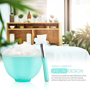 Silicon Mask Mixing bowl, Teenitor Facemask Mixing Tool Sets with Silicone Mask Bowl Silicone Mask Brush Mask Mixing Stick Spatula Measuring Cup Spray Bottle Cream Box Soaking Bottle Pack of 7 Green