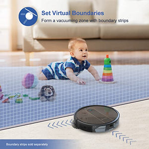 Coredy R750 Robot Vacuum Cleaner, Compatible with Alexa, Mopping System, Boost Intellect, Virtual Boundary Supported, 2200Pa Suction, Super-Thin, Upgraded Robotic Vacuums, Cleans Hard Floor to Carpet