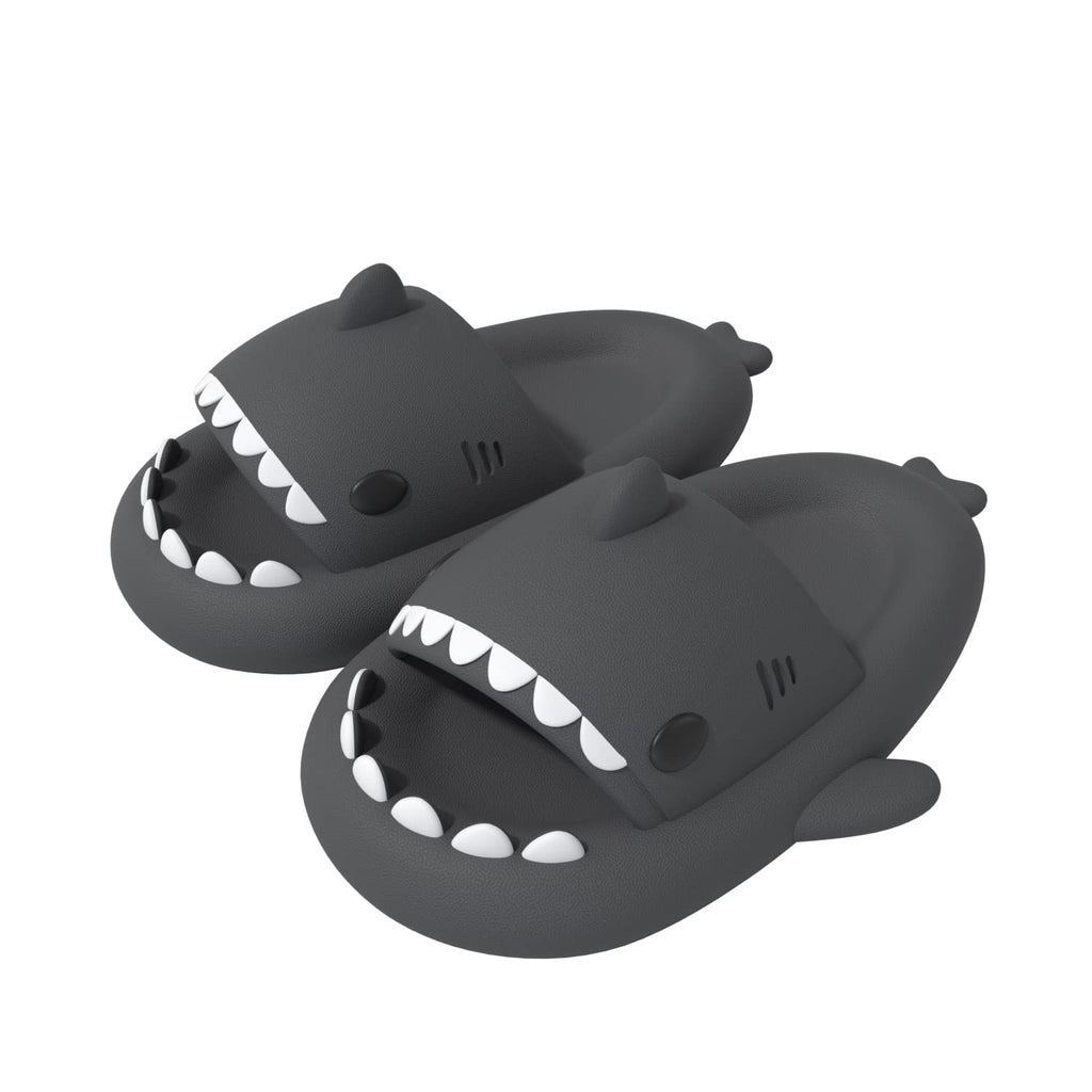ChayChax Boys Girls Cloud Shark Slides Novelty Sandals Toddlers Cute Non-Slip Beach Pool Shower Slippers with Comfy Cushioned Thick Sole，Dark Grey，5-6 Big Kid